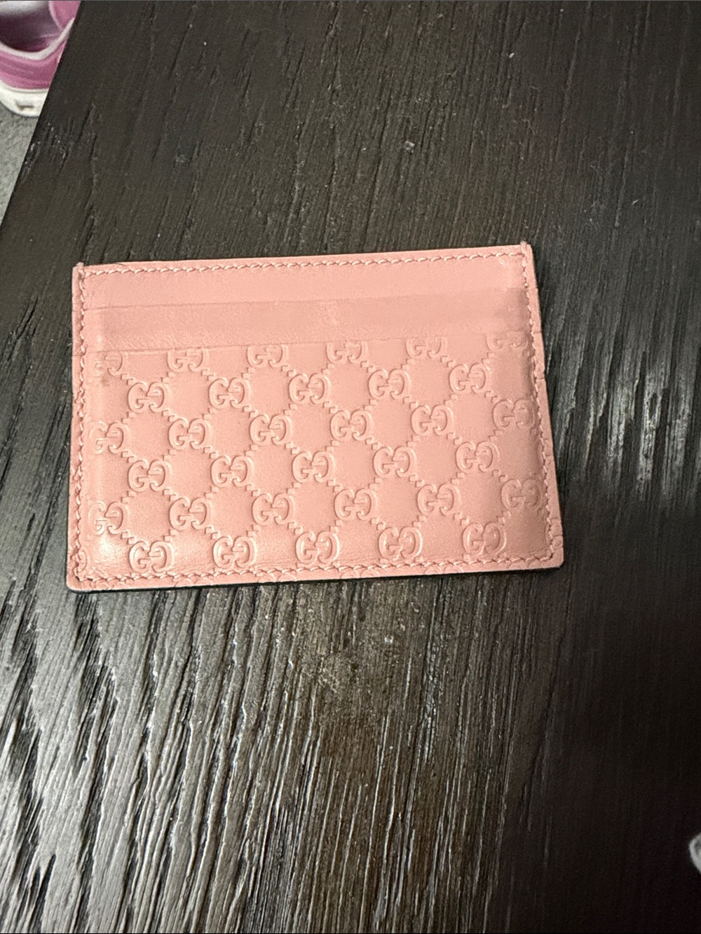 Gucci Pink GG Embossed Leather Card Holder